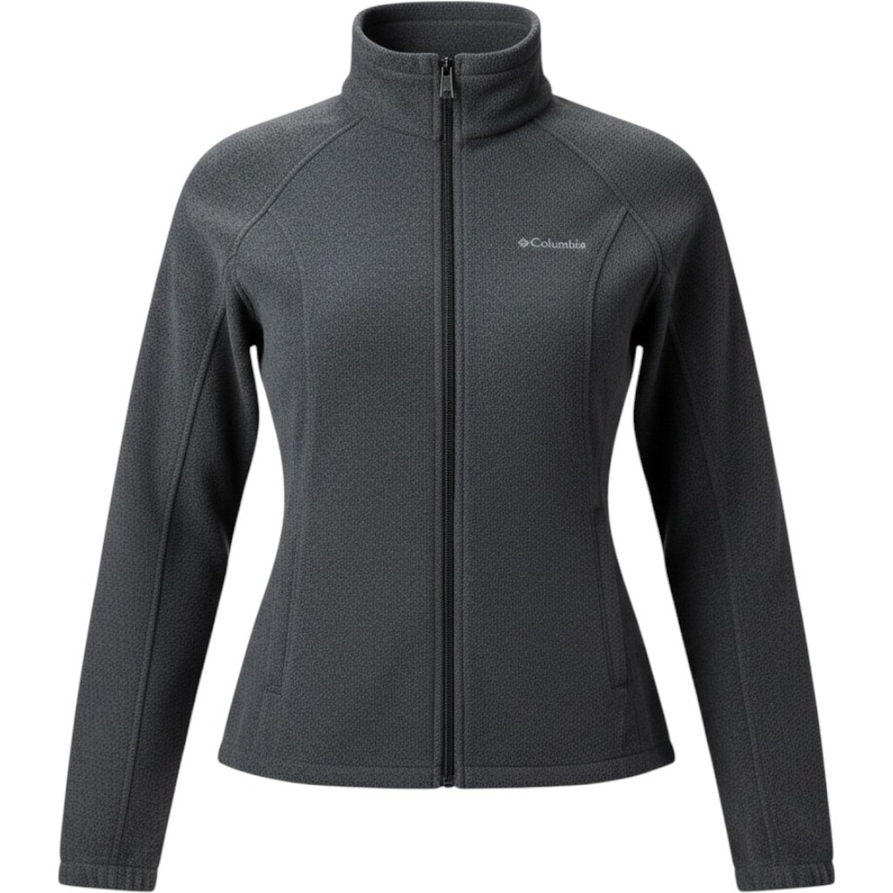 Columbia Benton Springs Fleece Jacket Womens Medium Gray Full Zip Mock Neck Soft